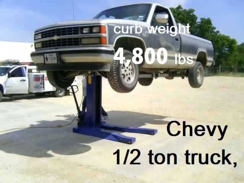Chevy Truck,  Curb Weight 4,800 lbs